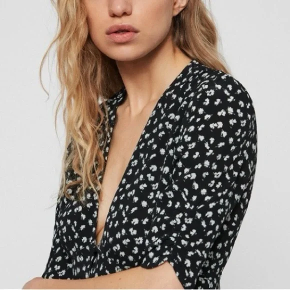 All Saints Kors scatter ditsy floral dress black 30634 - Picture 3 of 9